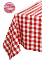 Tektrum 70&quot;X120&quot; Rectangle Tablecloth-Waterproof/Wrinkle Free- Red/White Checker - £24.31 GBP