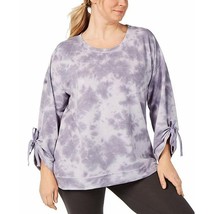 Ideology Womens Plus Blue Tie-Dyed Crewneck Tie Sleeve Top Size 3X New Tunic - £13.29 GBP