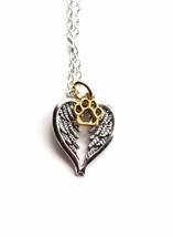 Heart and Angel Wings Paw Necklace - £10.94 GBP