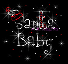 Christmas Santa Baby - Iron on Rhinestone Transfer Bling Hot Fix Appliqu... - £6.28 GBP