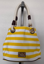 Michael Kors Yellow &amp; White Convertible Purse Marina Tote Shoulder Bag Rope - $29.69