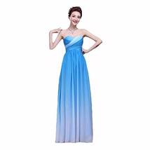 Kivary Sweetheart Long Ombre Chiffon Prom Dress 2021 Formal Evening Gown Blue Wh - £63.30 GBP