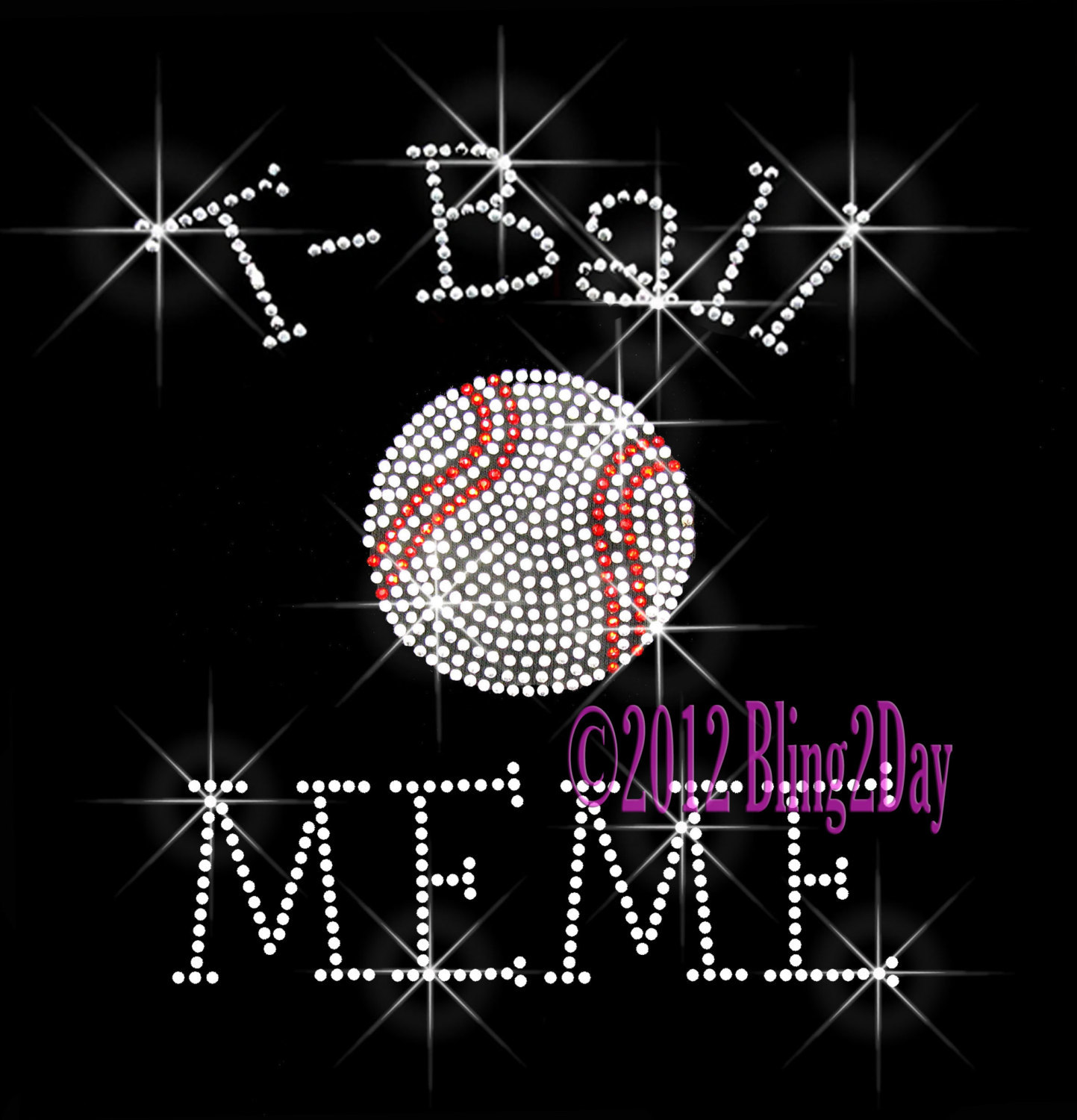 T-Ball MEME - C - Iron on Rhinestone Transfer Bling Hot Fix Sports Kids - DIY - $8.99