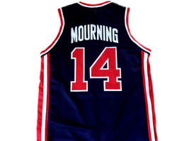 Alonzo Mourning #14 Team USA Basketball Jersey Navy Blue Any Size image 2