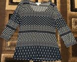 LIZ CLAIBORNE Blue White Women's 1/2 Sleeve Blouse Large - $9.41