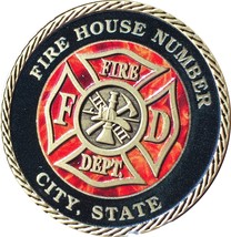 Set of 10 Customized Fire House &amp; City Bronze Fireman Challenge Coin 1 9... - £97.30 GBP