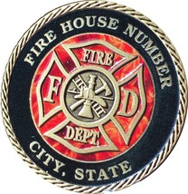 Set of 10 Customized Fire House &amp; City Bronze Fireman Challenge Coin 1 9... - £98.68 GBP