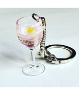 Handmade PINK GIN &amp; TONIC KEYRING g &amp; t MINIATURE key chain MINI glass U... - £8.90 GBP