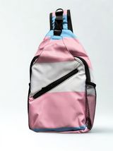 Trans Pride Flag Sling Backpack Crossbody Bag Queer LGBTQ Travel Pack - $22.99