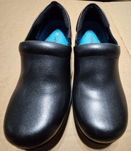 Dr. Scholls Work Slip Resistant Black Leather Slip-On Clogs Womens Sz 6.5 - $25.94
