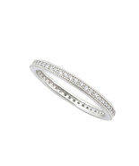 Sterling Silver Cubic Zirconia Thin Stackable Eternity Band 2mm Wide Ring - £10.12 GBP