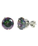 Sterling Silver Mystic Topaz Stud Earrings Cubic Zirconia Prong Set 3mm-... - £3.68 GBP+