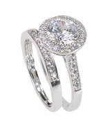 Women&#39;s Sterling Silver Engagement Ring Set 2ct Cubic Zirconia CZ Stone - £24.67 GBP