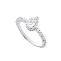 Sterling Silver Pear-Shaped CZ Ring 1ct - £15.77 GBP