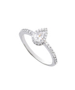 Sterling Silver Pear-Shaped CZ Ring 1ct - £15.77 GBP