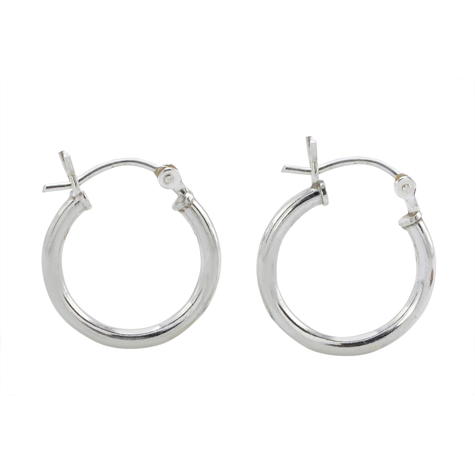Primary image for Sterling Silver Hoop Earrings High Polish Latch Closure 16mm