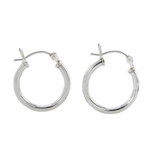 Sterling Silver Hoop Earrings High Polish Latch Closure 16mm - $8.79