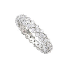 925 Sterling Silver Cubic Zirconia Micropave Set Eternity CZ Ring 4mm Wide Band - £20.95 GBP