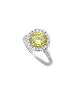 925 Sterling Silver Canary Cubic Zirconia Ring 8mm Yellow CZ Stone - £28.40 GBP