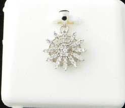 Starburst with CZ Cubic Zirconia Pendant .925 Sterling Silver 19mm x 15mm - £15.17 GBP