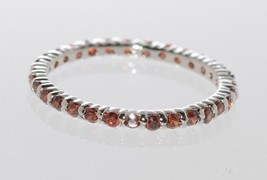 Sterling Silver Garnet CZ Stackable Band Ring size 5 6 7 8 9 10 - £8.54 GBP