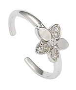 925 Sterling Silver CZ Flower Toe Ring - £8.79 GBP