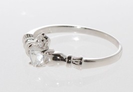 Sterling Silver Clear Cubic Zirconia Claddagh CZ Band Ring size 3 4 5 6 ... - $11.37