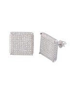Mens Earrings Screwback Studs Sterling Silver GIANT 15mm Square CZ - £32.10 GBP