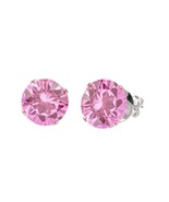 Round Pink CZ Stud Earrings Prong Sterling Silver .925 - £2.71 GBP