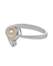 Sterling Silver 6mm Freshwater Pearl .01ct Genuine Diamond Ring - $37.48
