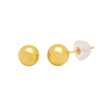 10k Yellow Gold Ball Stud Earrings High Polish Silicone Safety Backs - £16.41 GBP+