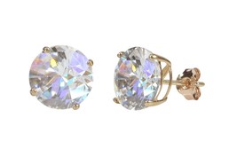 925 Sterling Silver Rose Gold Plated Round Cubic Zirconia CZ Stud Earrings - £7.71 GBP