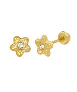 Tiny Star Stud Earrings 10k Yellow Gold with Screwbacks 4mm - £14.22 GBP