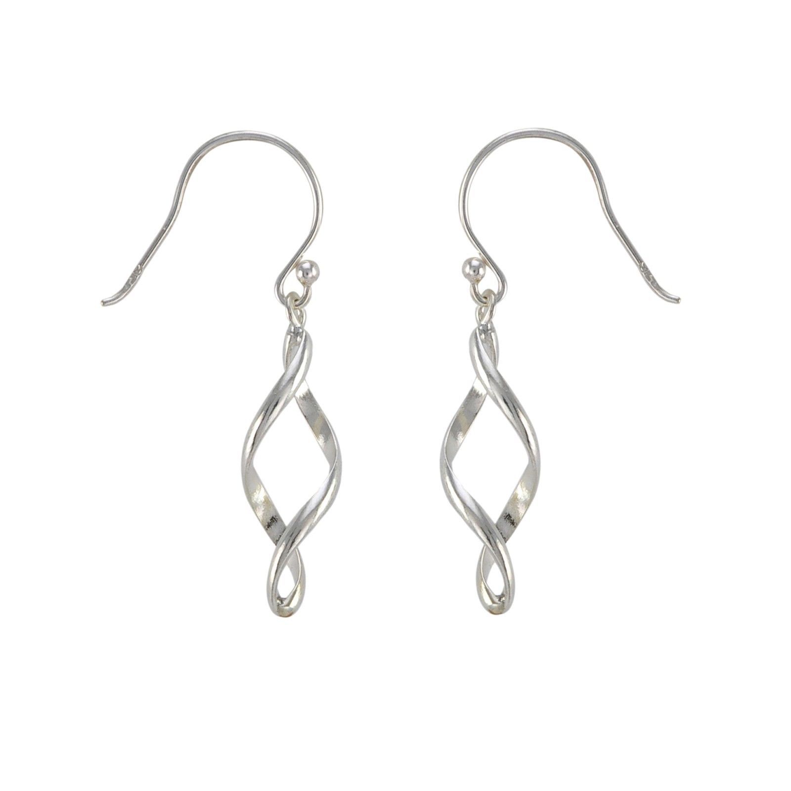 925 Sterling Silver Spiral Twist Dangle Earrings - $11.19