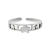 Sterling Silver Toe Ring Triple Star Adjustable - £8.28 GBP