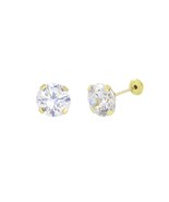 Handmade 10k Yellow Gold Round CZ Stud Earrings Screwbacks Prong Set 2mm... - £13.58 GBP+