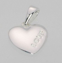 Heart Pendant Love Stamped Design .925 Sterling Silver 18mm x 12mm - £10.38 GBP
