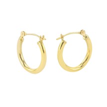 14k Yellow Gold Hoop Earrings 16mm Small-Medium Latch Post Hoops - High ... - $44.79