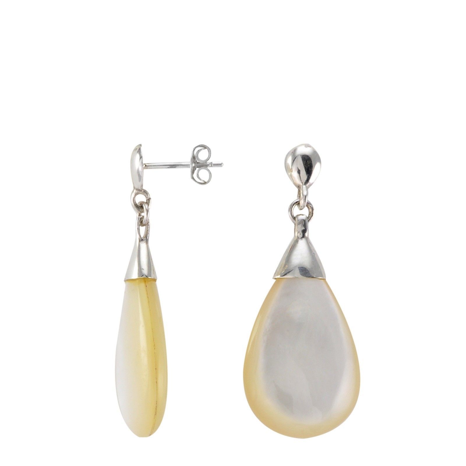 925 Sterling Silver Dangle Mother of Pearl Teardrop Earrings - £24.74 GBP