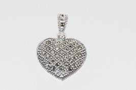 Marcasite Heart Pendant 23mm, .925 Sterling Silver - £13.58 GBP