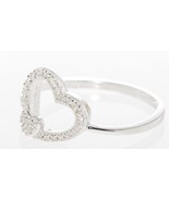 925 Sterling Silver Genuine Diamond Heart Ring .12ct, Size 7 - £71.92 GBP