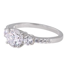 925 Sterling Silver Womens CZ Cubic Zirconia Ring 7mm Center Stone - £15.15 GBP