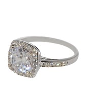 Cushion Cut Square CZ Ring Sterling Silver 8mm 2.5ct Solitaire - $28.84