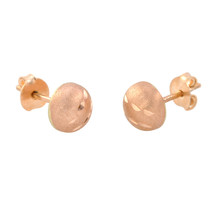10k Rose Gold Half Ball Stud Earrings Matte Finish Laser Cut 4mm-7mm Pushbacks - £21.30 GBP