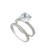 Sterling Silver Bridal Ring Set 2.5ct Cubic Zirconia Princess Cut CZ - £27.21 GBP