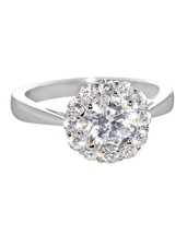 925 Sterling Silver Flower Cubic Zirconia Ring - $23.69