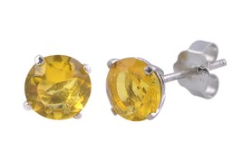 Citrine Stud Earrings November Birthstone CZ BASKET Set Zirconia Sterling Silver - £3.23 GBP