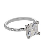 Cubic Zirconia Engagement Ring Sterling Silver 8mm 2.5ct Princess AAAAA ... - £20.24 GBP