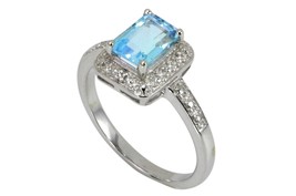 925 Sterling Silver 1.2ct Blue Topaz &amp; Diamond Ring - Womens - $59.99