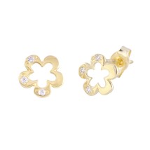 14k Gold Open Flower Stud Earrings - £23.67 GBP